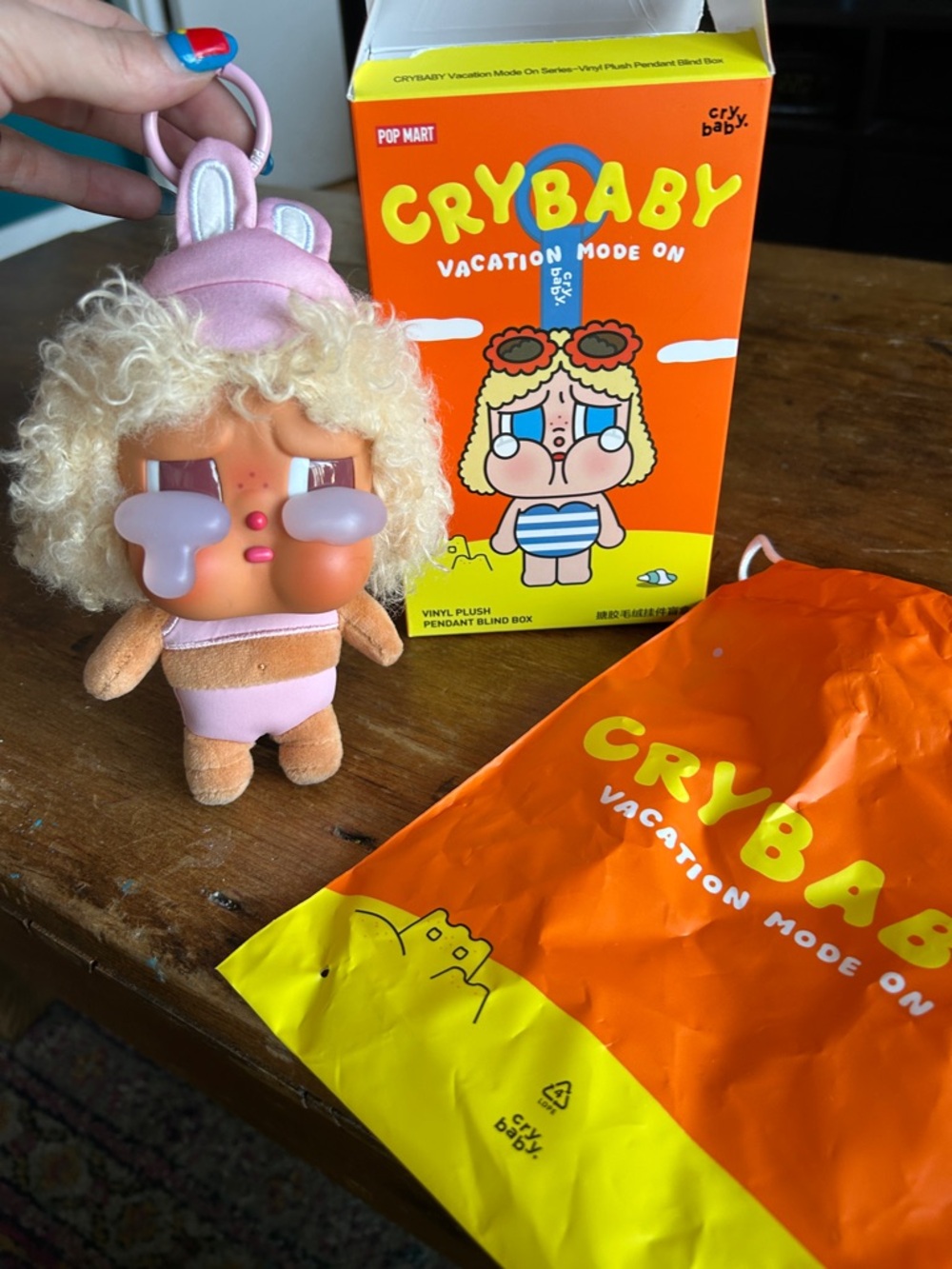 Crybaby Pink Plush Pendant, Bag Charm “Full Sail”  - Vacation Mode On series